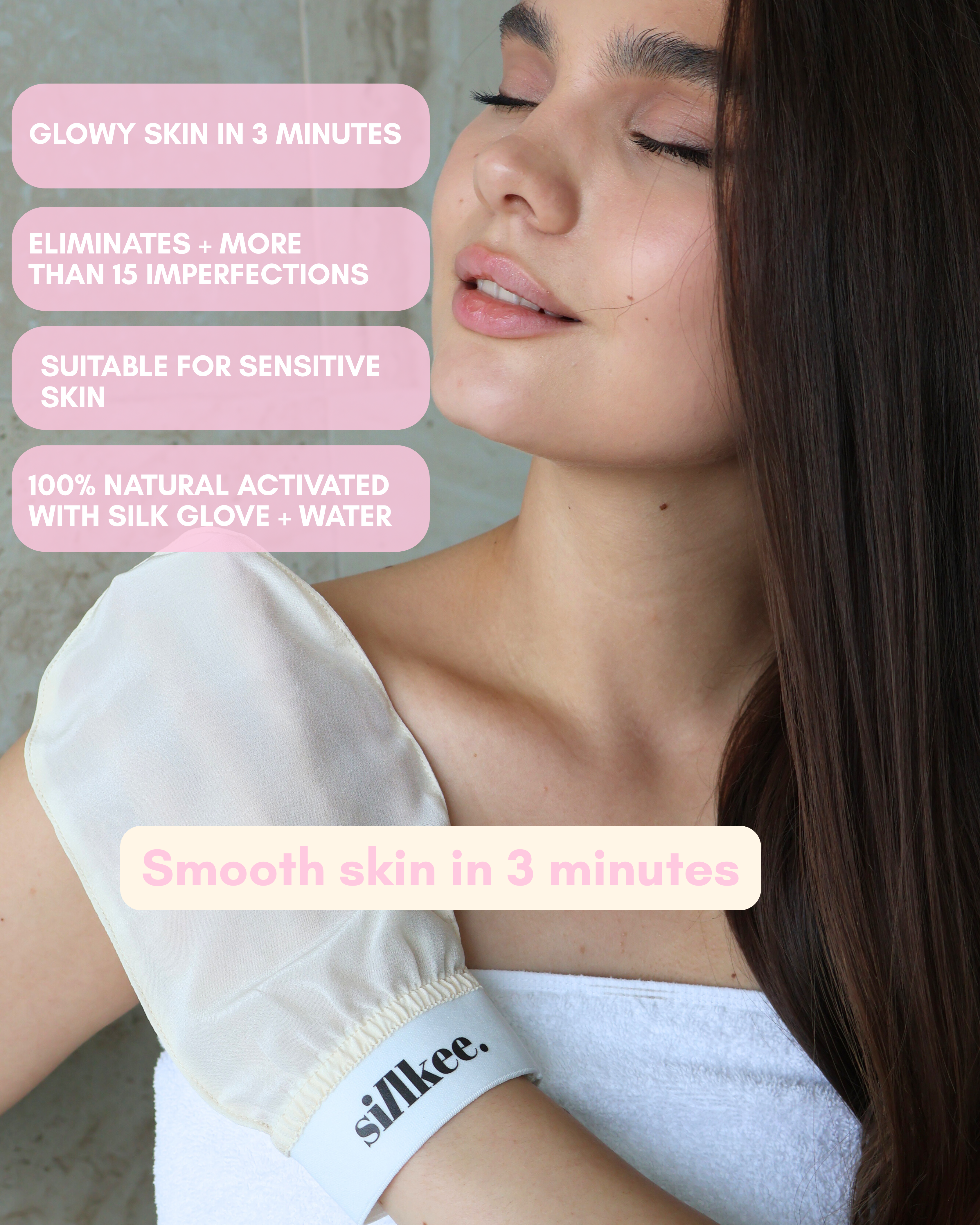 Organic exfoliating silk body glove
