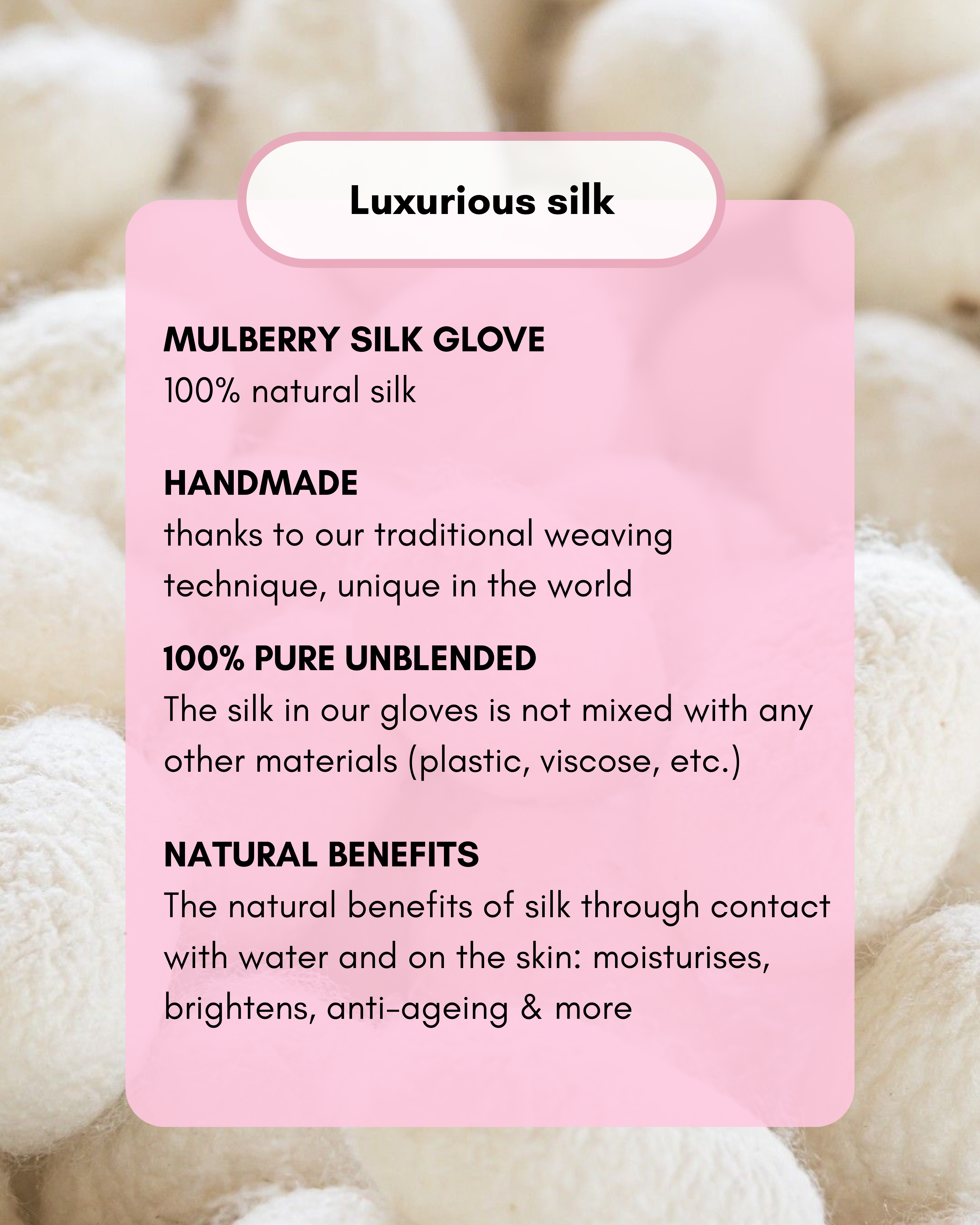 Organic exfoliating silk body glove
