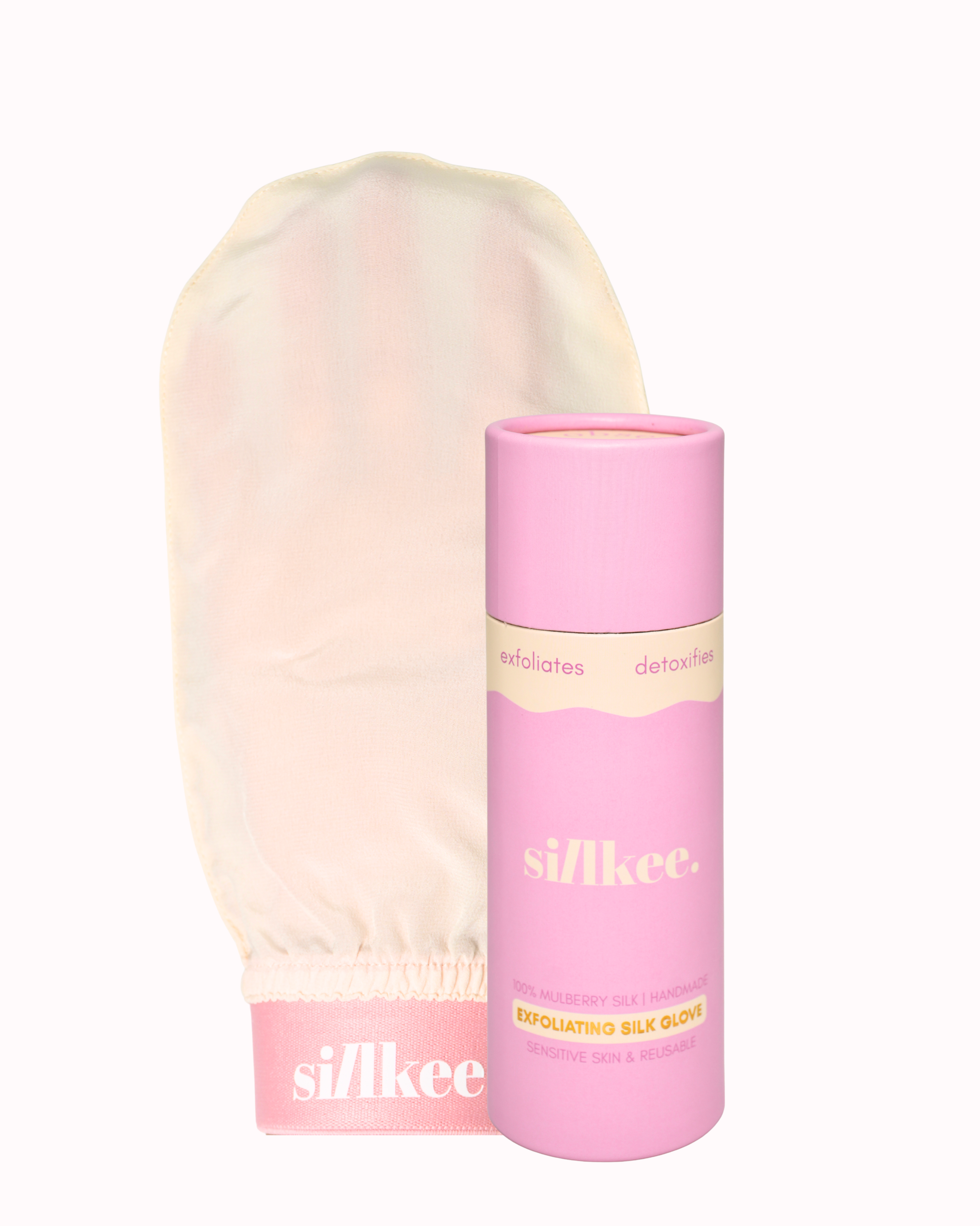 Organic exfoliating silk body glove