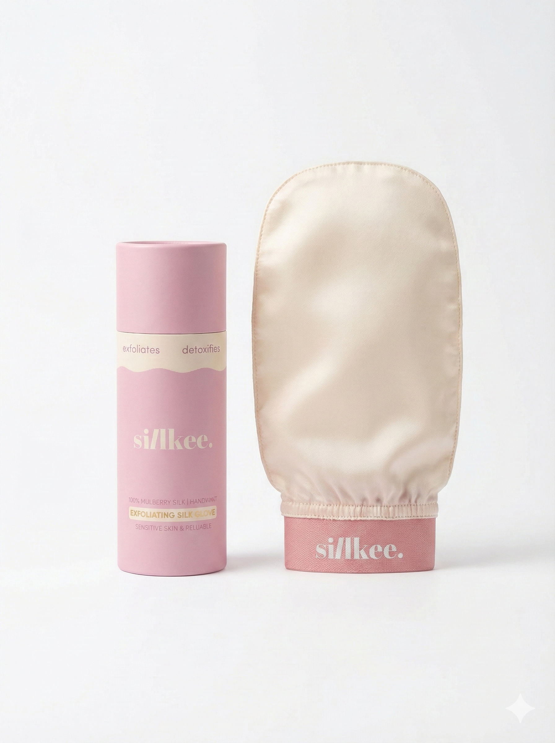 Exfoliating silk body glove